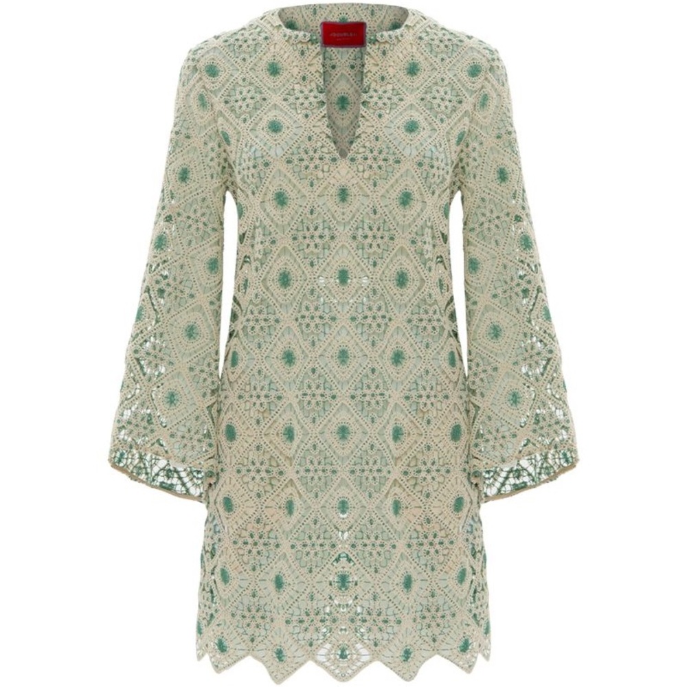 LA DOUBLEJ Macramé Kaftan Mini Dress